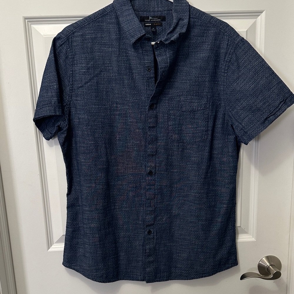 Marc Anthony Navy Casual Button Down Shirt